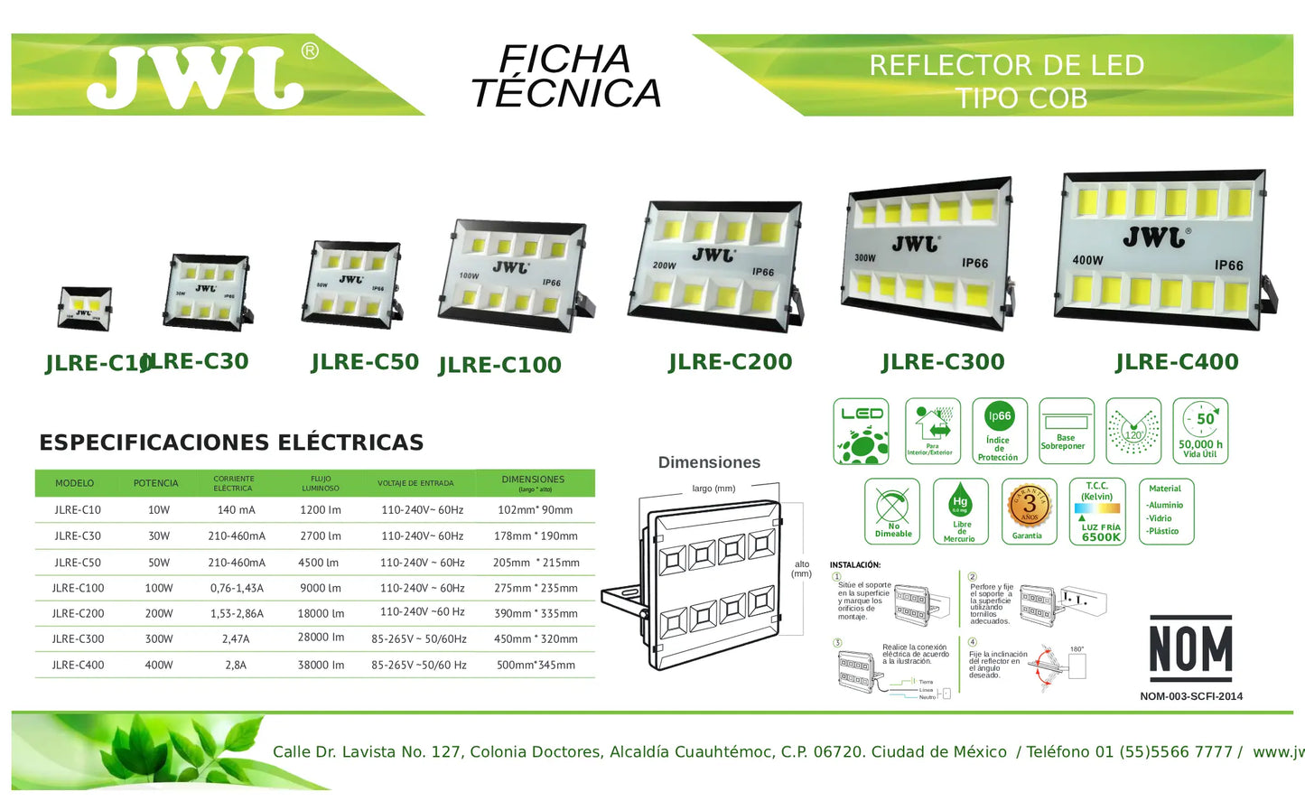 Reflector LED Ultradelgado 300W Profesional – Serie JLRE-C300