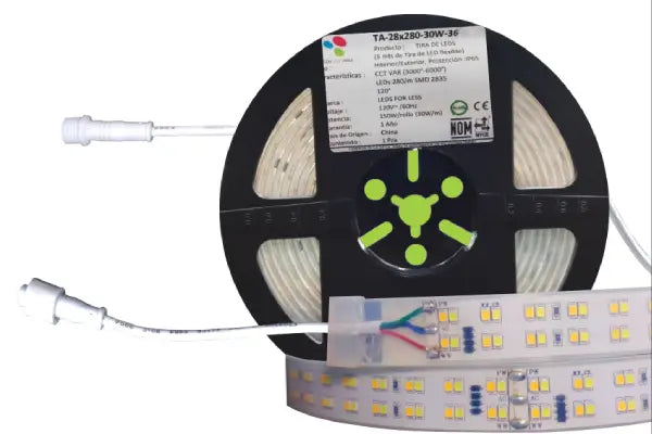 Tira LED Ultra Potente 30W/m (127V) – Máxima Densidad 280 LEDs/m Serie TA-28x280-30W-36