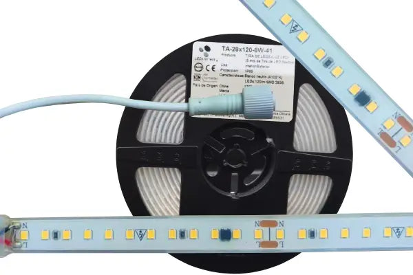 Tira LED Profesional 8W/m (120V) – Alta Densidad 140 LEDs/m para Uso 24/7 Serie TA-28x140-8W-30