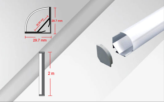 Perfil de Aluminio Esquinero a 45° CA-2030-45 | Canaleta LED 30x30mm de Alta Potencia