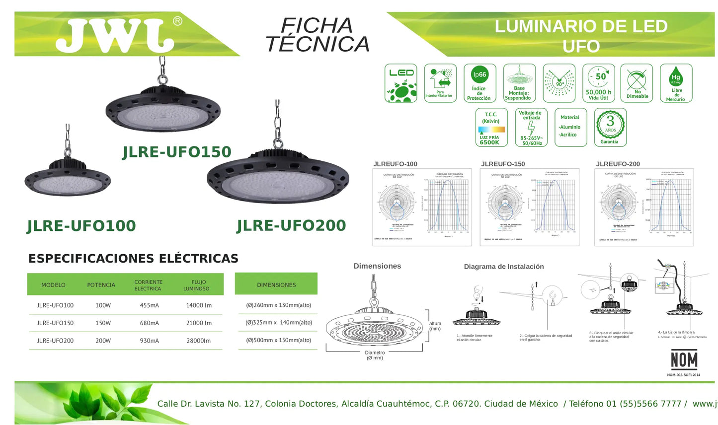 Campana LED Industrial UFO 200W Profesional – Serie JLRE-UFO200