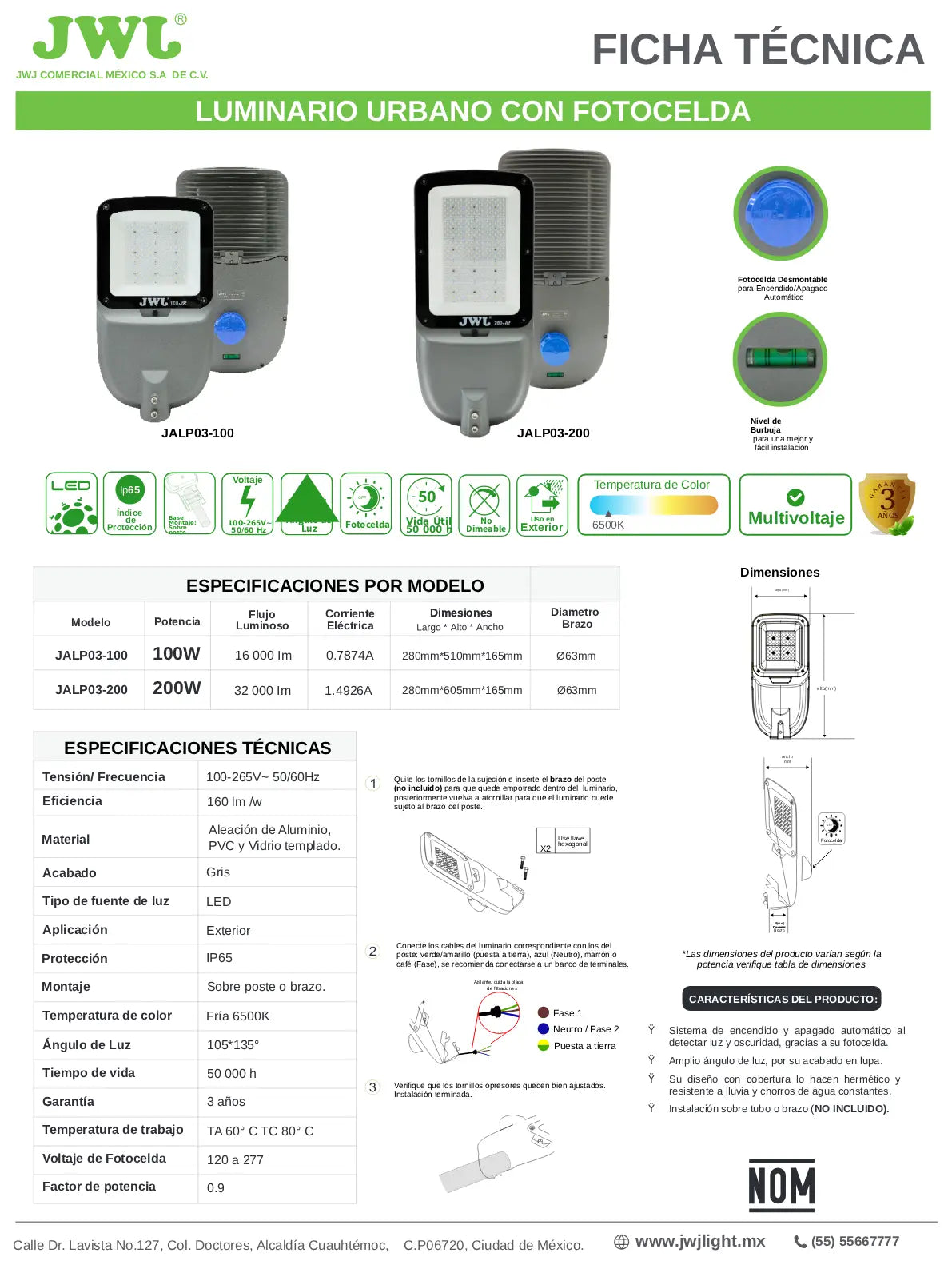 Luminaria Vial LED 200W Profesional de Alta Eficiencia – Serie JALP03-200