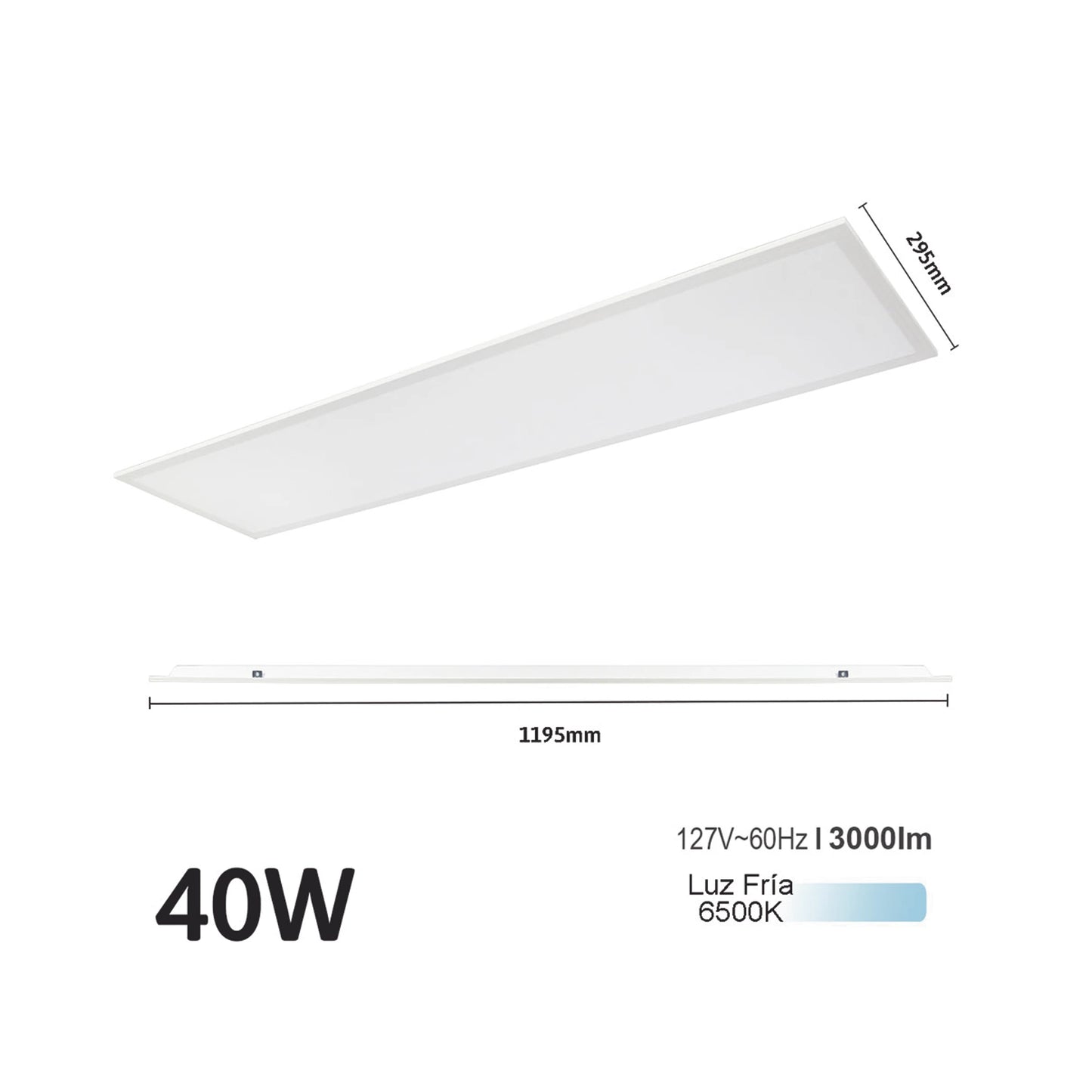 Panel LED Rectangular Profesional 40W – 120x30 cm Serie JLPP-40L