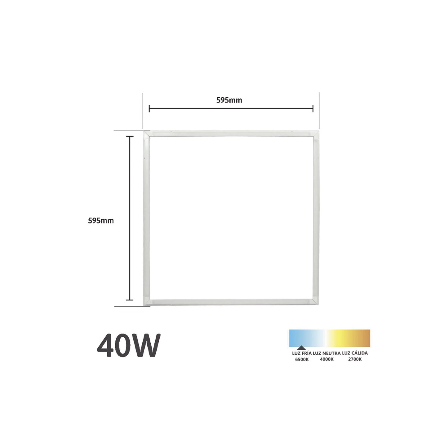 Marco LED Perimetral 40W (60x60 cm) – Blanco Frío 6500°K Serie JLPP-40M