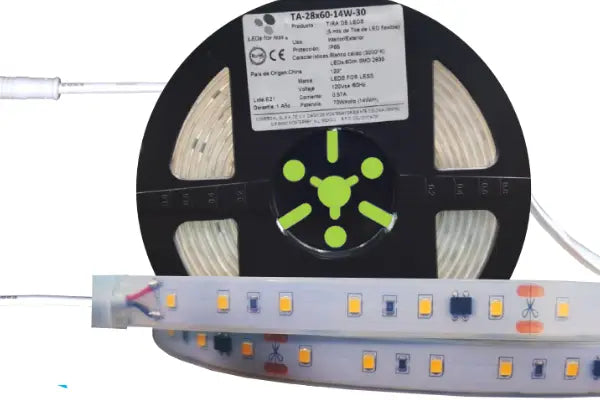 Tira LED Profesional 14W/m (120V) – Blanco Frío 6000°K Serie TA-28x60-14W-60